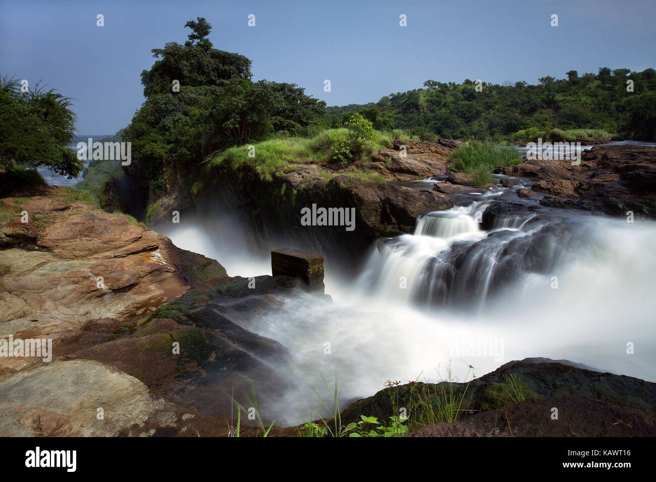 Powerful Waterfall at the top of Murchison Falls in the Murchison Falls National Park, Uganda Stock Photo