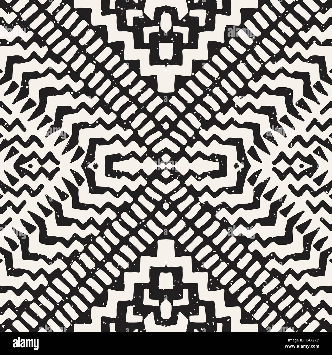 Hand drawn painted seamless pattern. Vector tribal design background ...