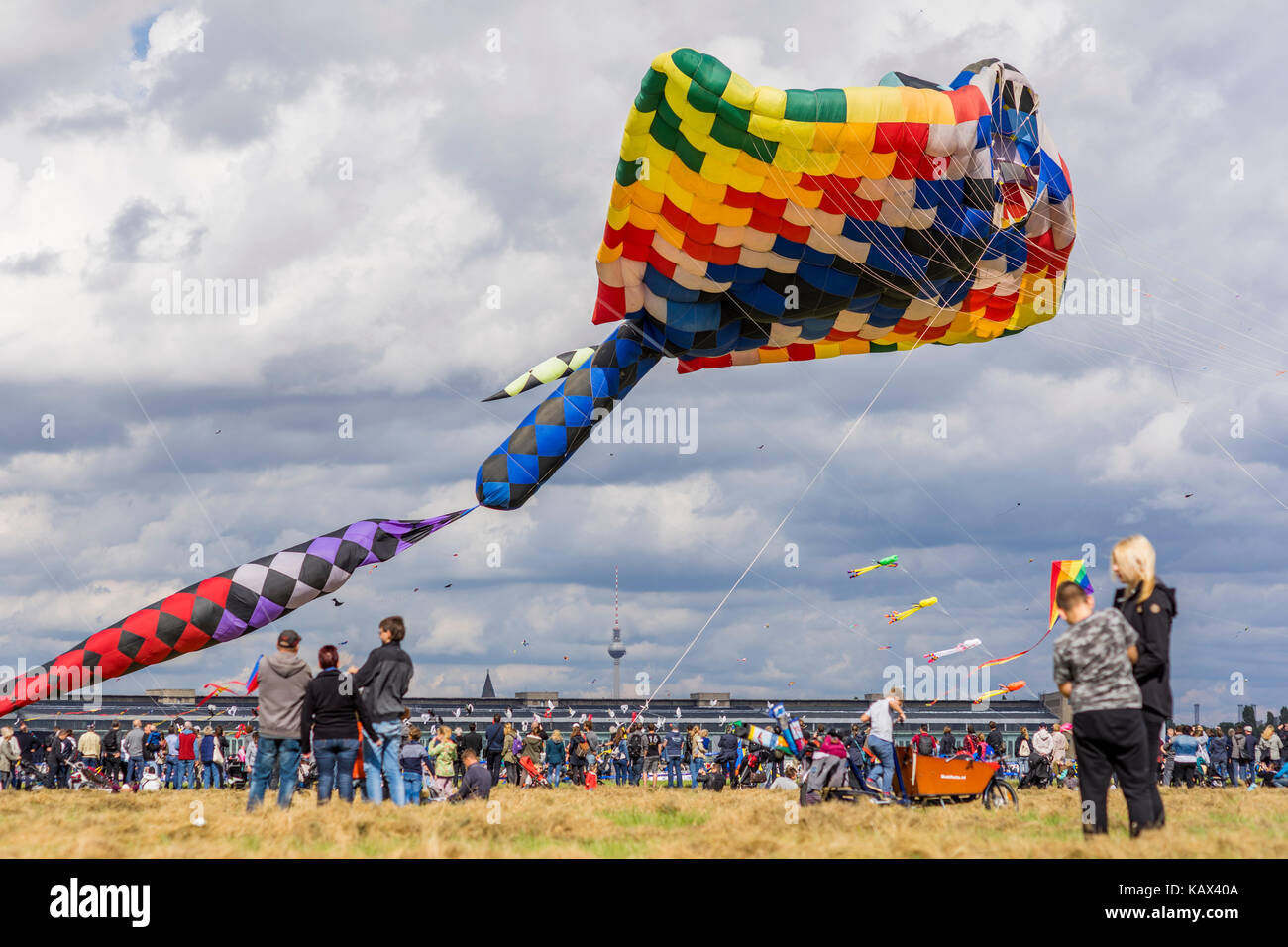 Kite festival at Tempelhofer Feld in Berlin, Germany 2017. Stock Photo