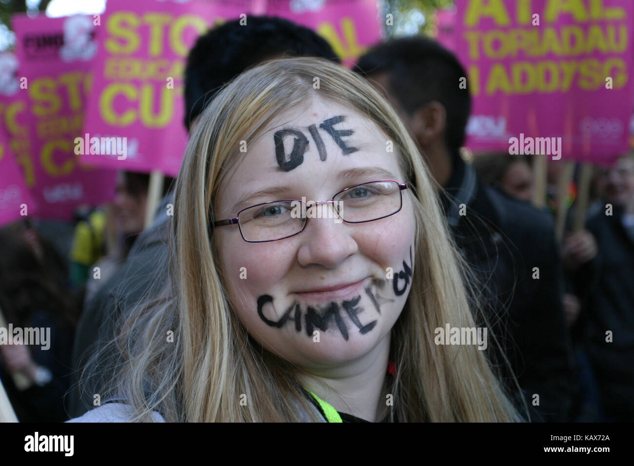 Student Demo Against Cuts Central London Uk 24 10 10 Stock