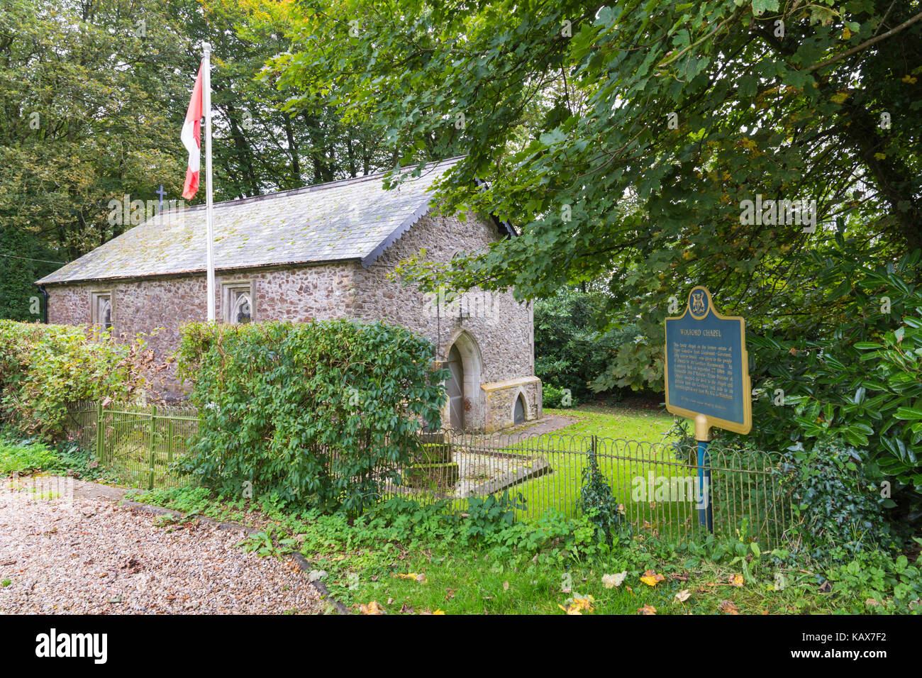 Wolford Chapel the burial place of John Graves Simcoe, first lieutenant governor of Upper Canada, at Honiton, Devon, UK in September Stock Photo