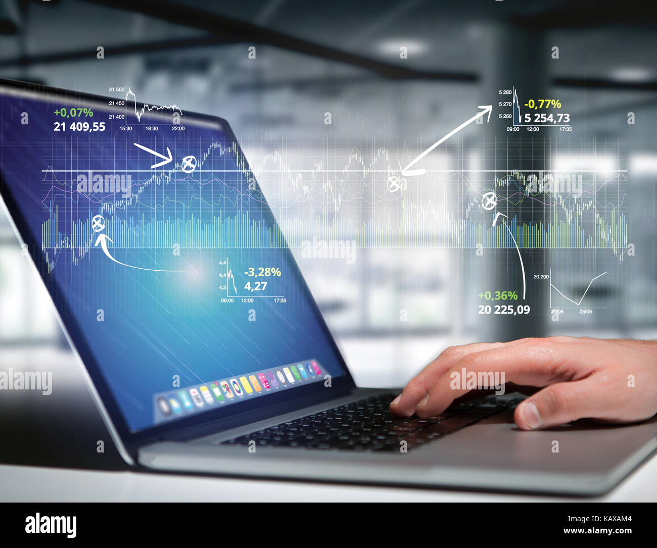 View Of A Trading Forex Data Information Displayed On A Stock Stock - 