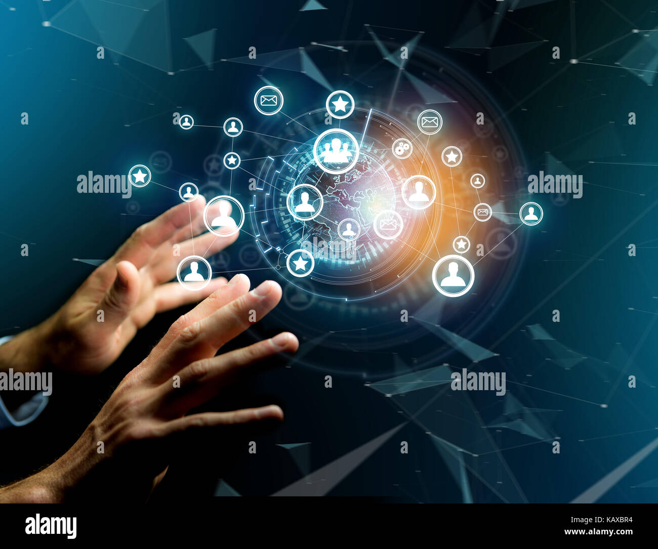 View of a international network displayed on a futuristic interface ...