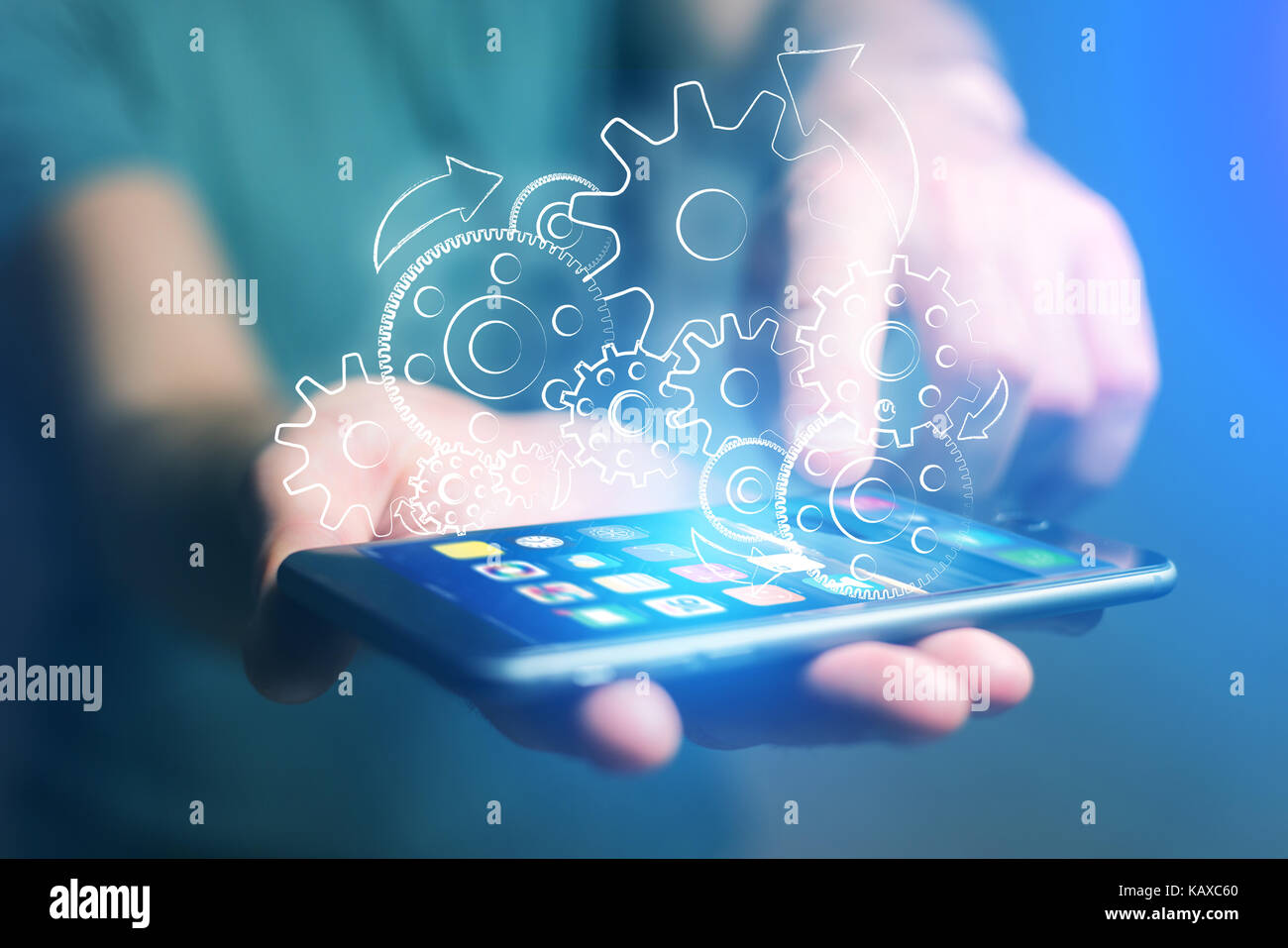 Setting Image Technology Concept view of setting a technology interface with cogwheel - Gear ...