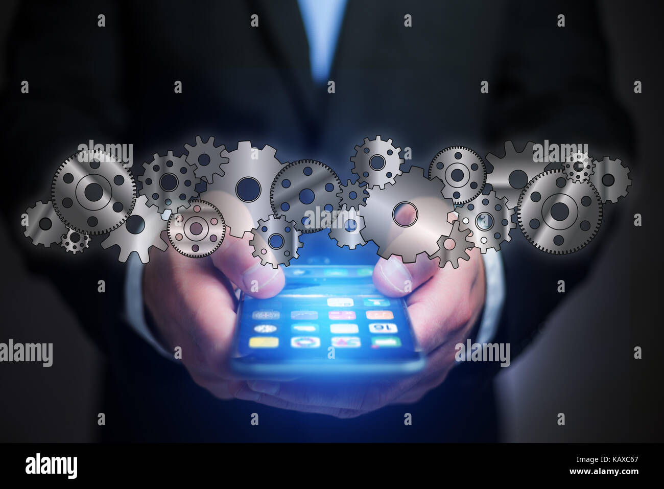 Setting Image Technology Concept view of setting a technology interface with cogwheel - Gear ...