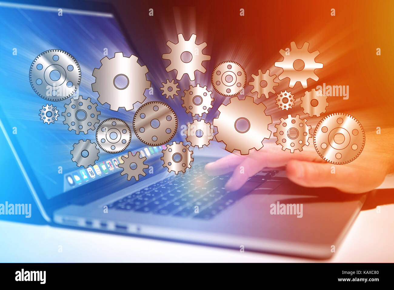 Setting Image Technology Concept view of setting a technology interface with cogwheel - Gear ...