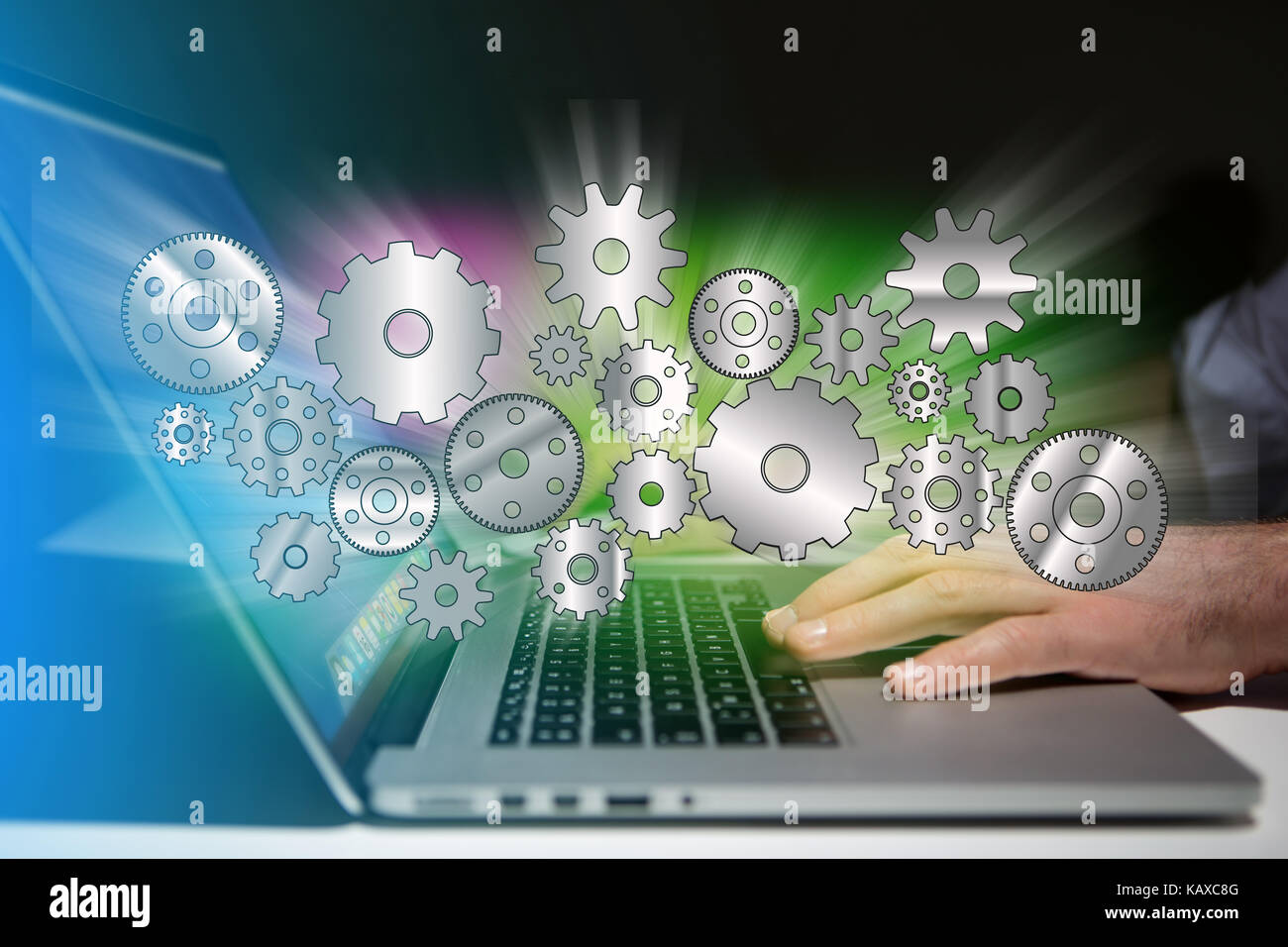 Setting Image Technology Concept view of setting a technology interface with cogwheel - Gear ...