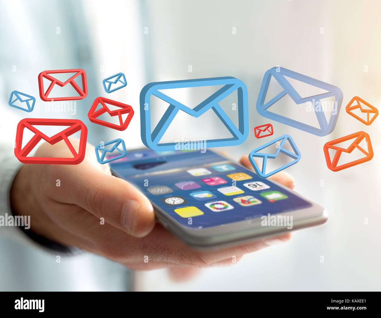 View of Approved email and spam message displayed on a futuristic interface - Message and internet concept Stock Photo