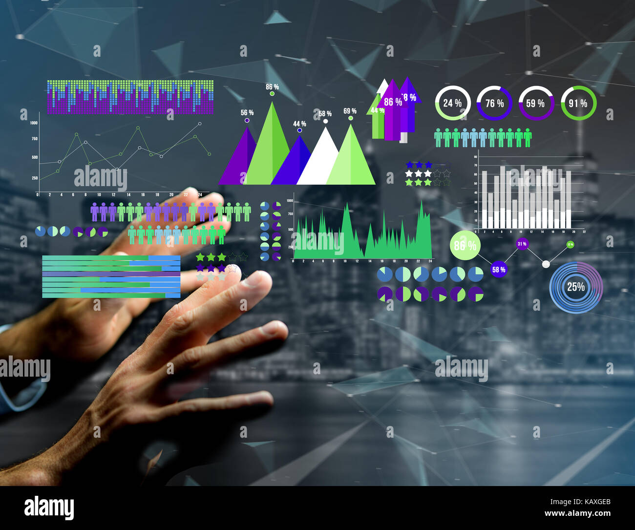 View of a Business interface with chart graph and stats - Business and ...