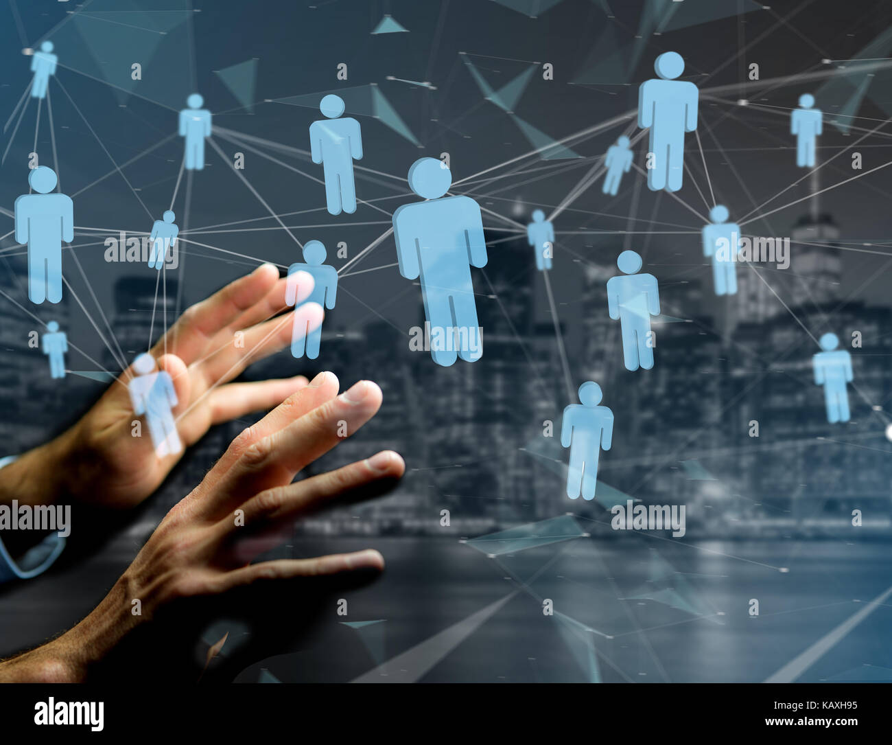 View of a Network connection with people linked each other - Business ...