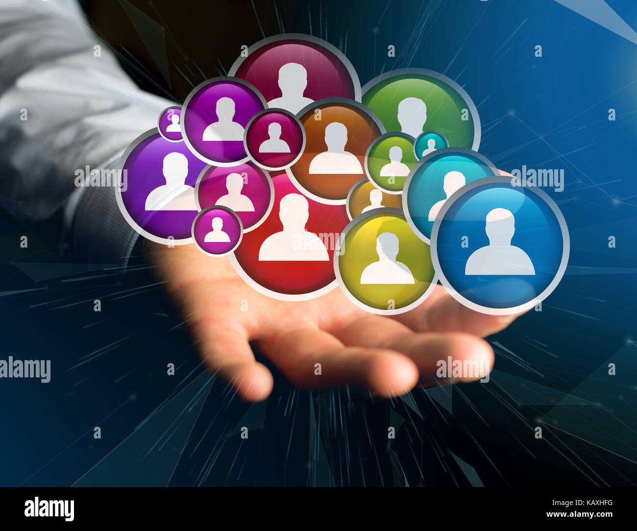 View of a Group of contact icon displayed on a technology interface ...