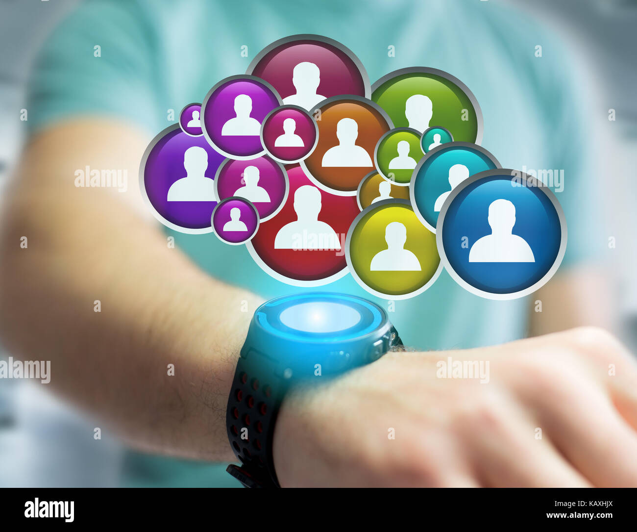 View of a Group of contact icon displayed on a technology interface ...
