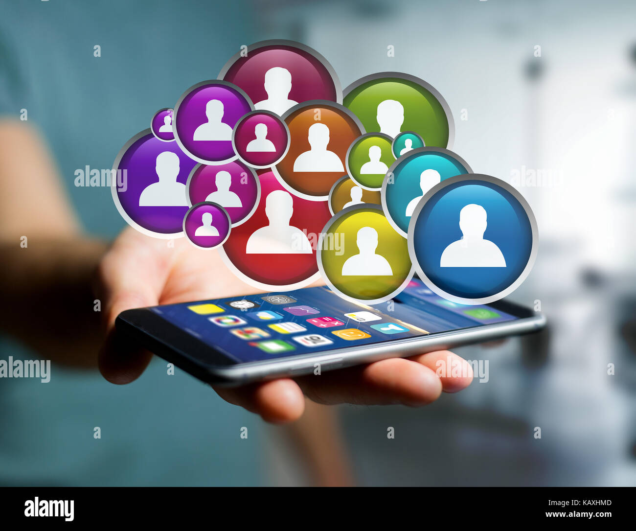 View of a Group of contact icon displayed on a technology interface ...