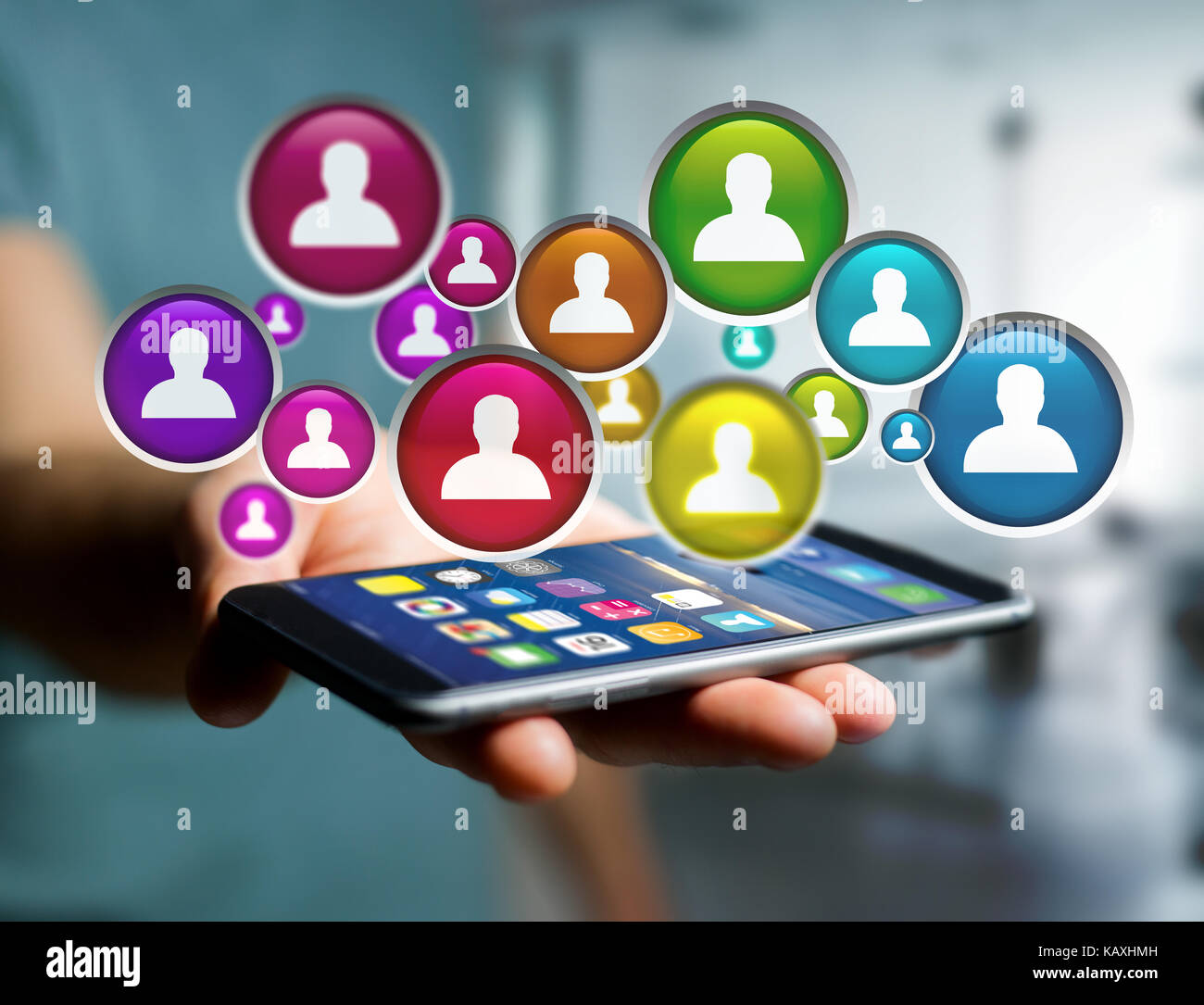 View of a Group of contact icon displayed on a technology interface ...