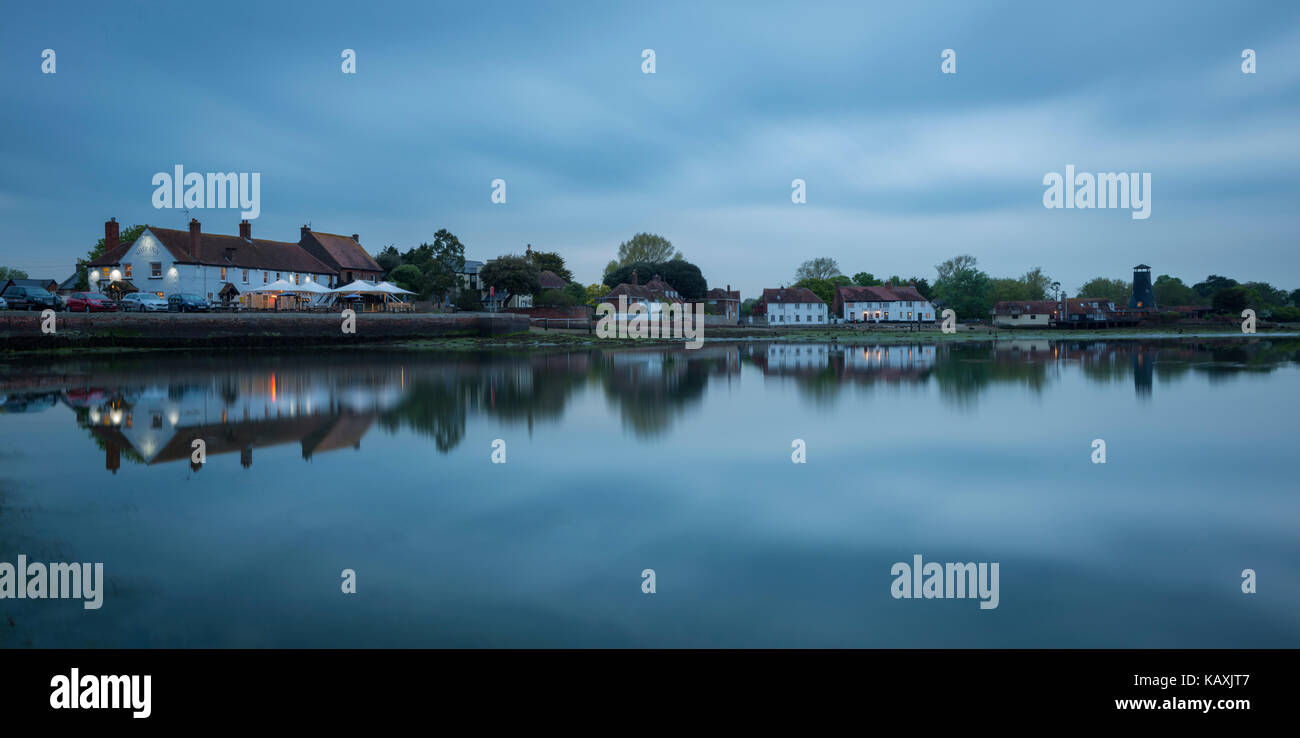 Langstone Mill in Hampshire at twilight. Stock Photo