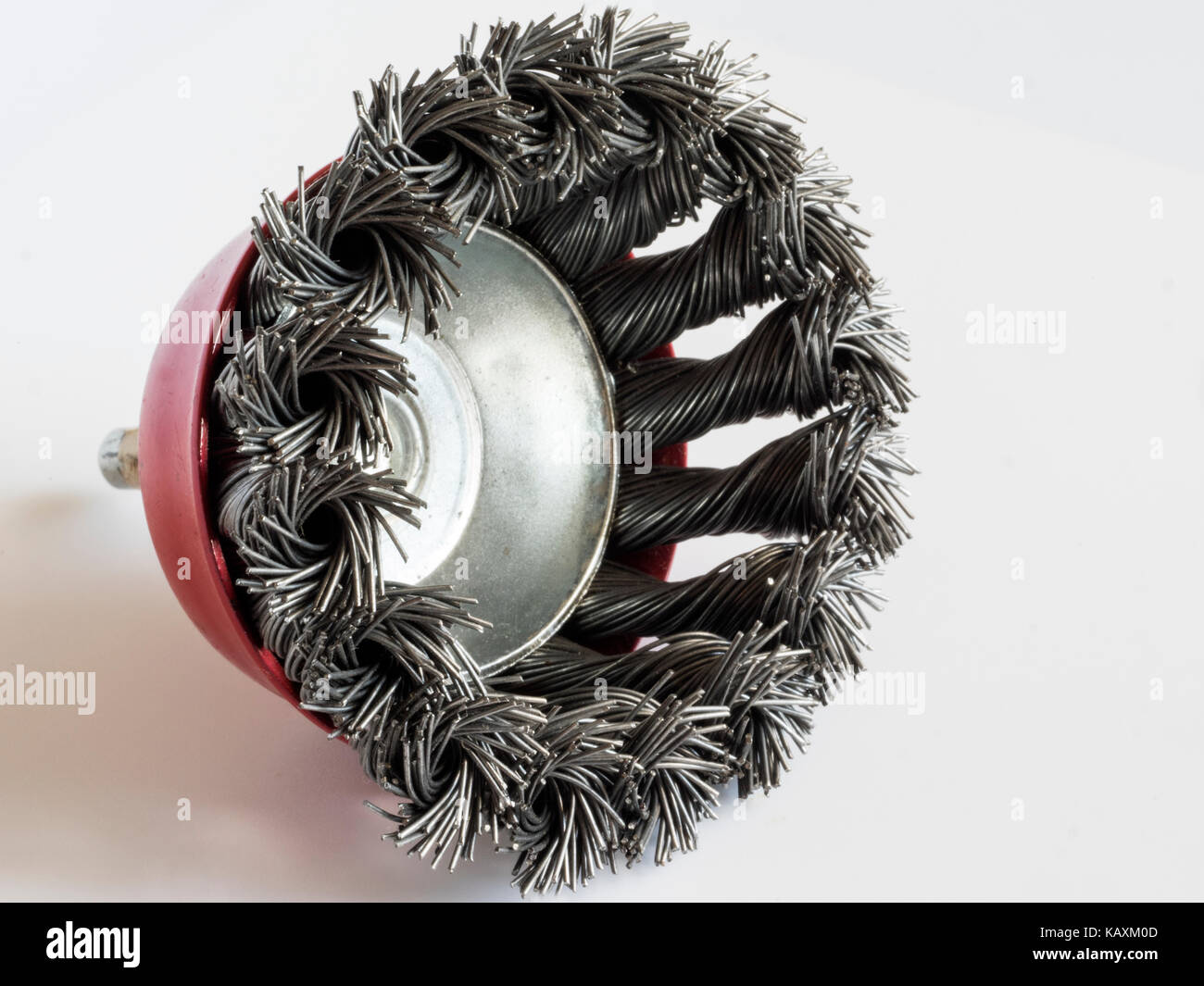 Cup brush for drills made from twisted wires isolated on white