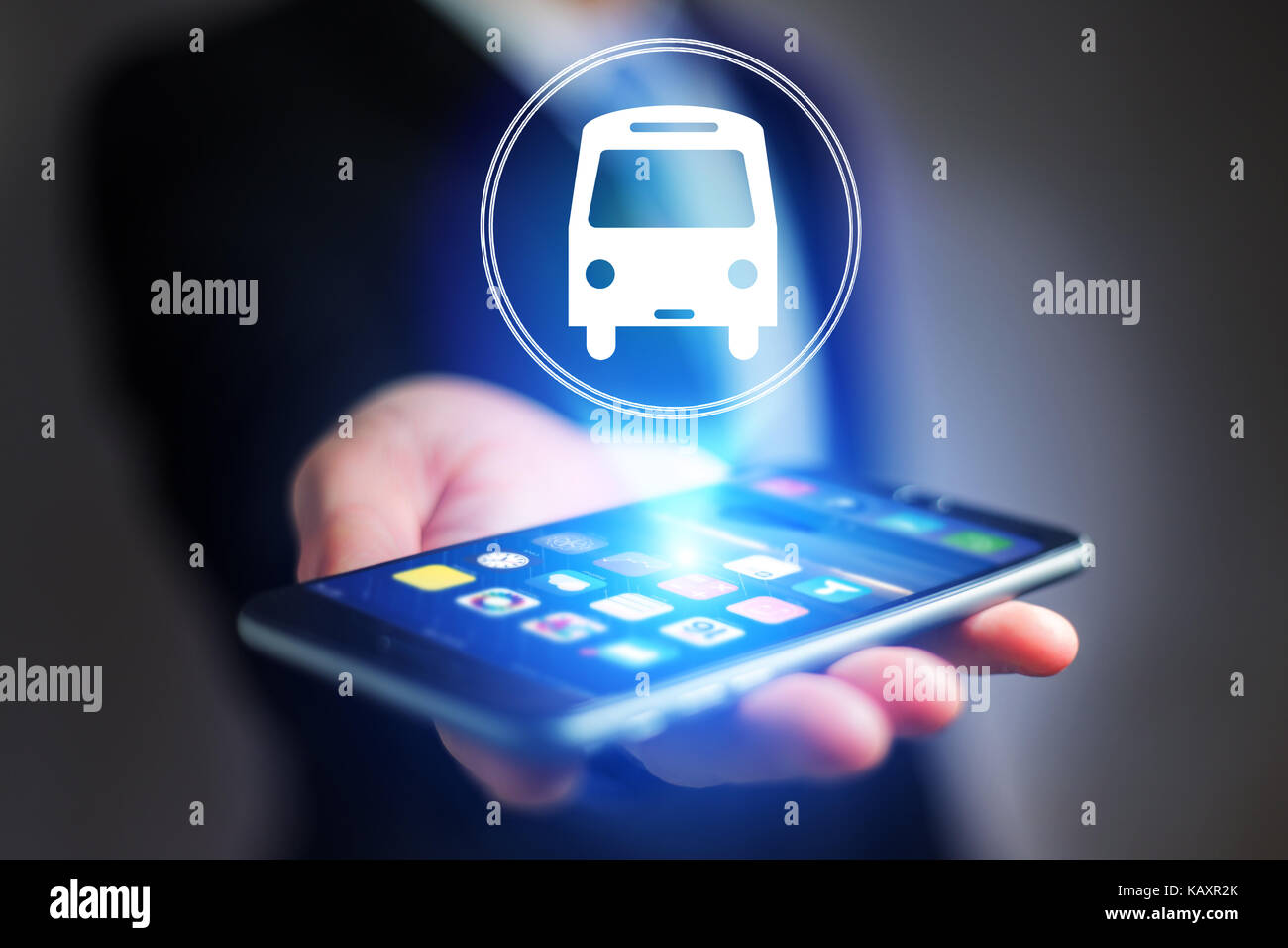 Bus icon over a device Stock Photo - Alamy