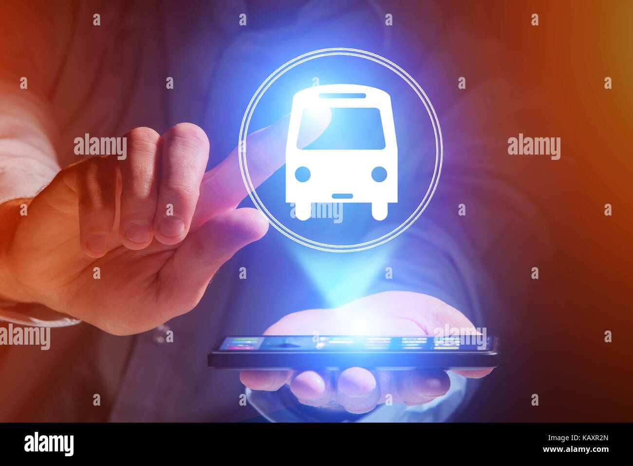 Bus icon over a device Stock Photo - Alamy