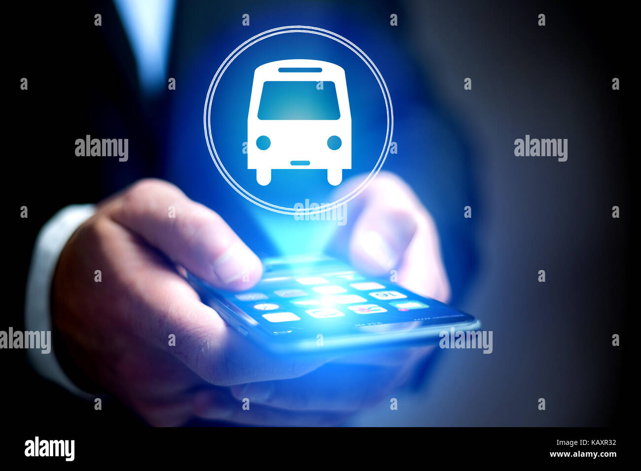 Bus icon over a device Stock Photo - Alamy