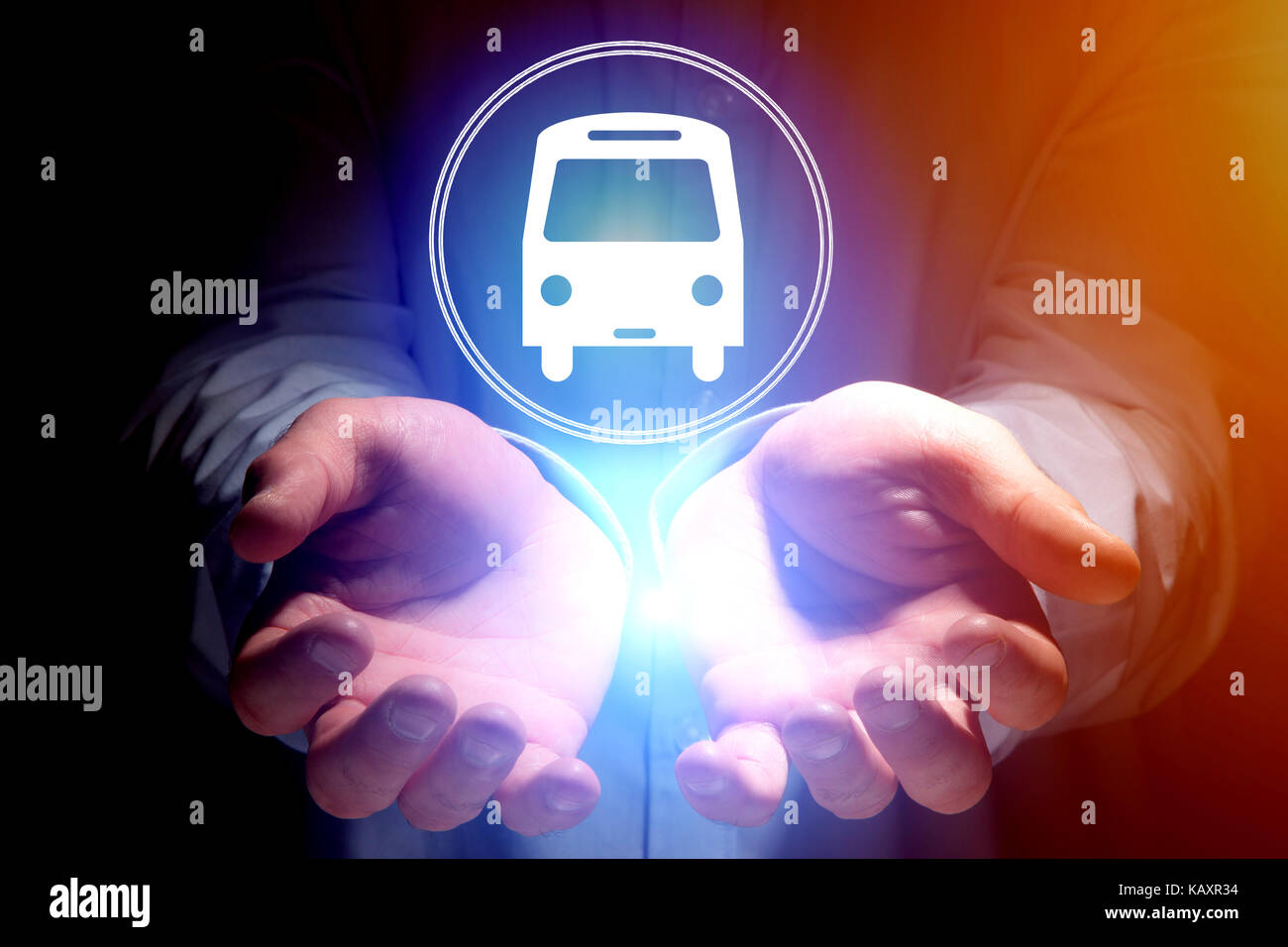 Bus icon over a device Stock Photo - Alamy