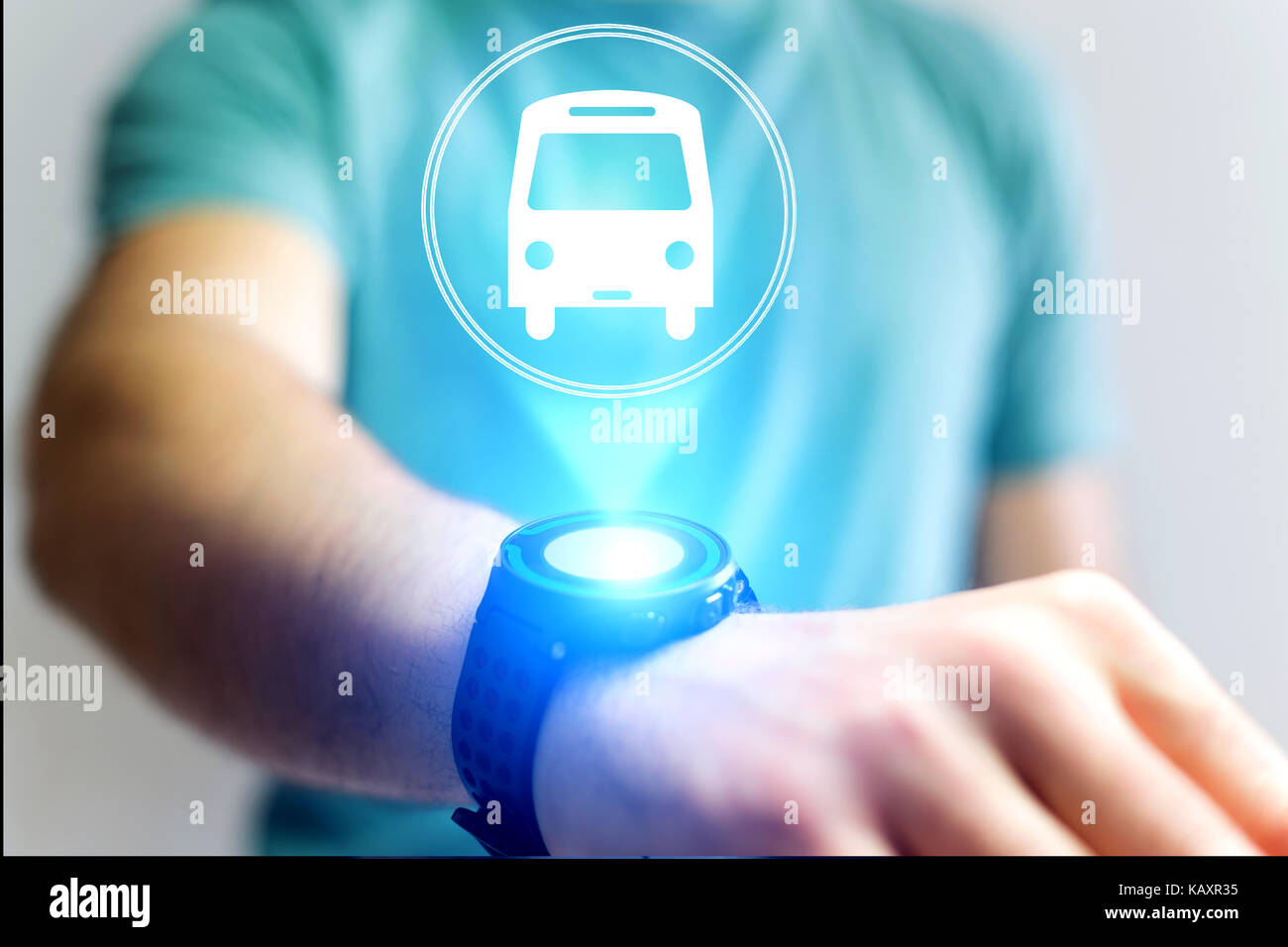 Bus icon over a device Stock Photo - Alamy