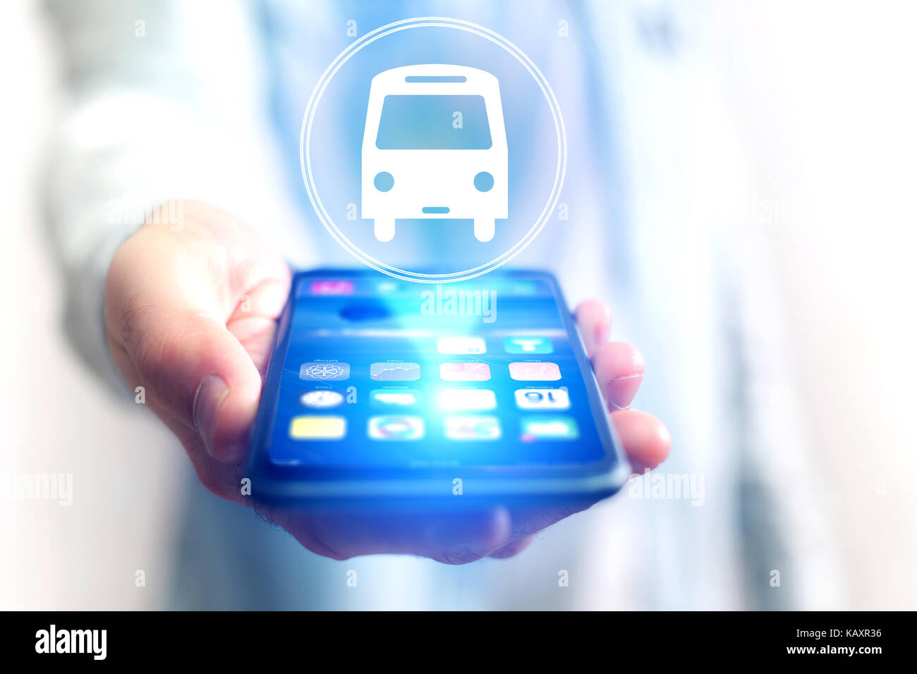 Bus icon over a device Stock Photo - Alamy