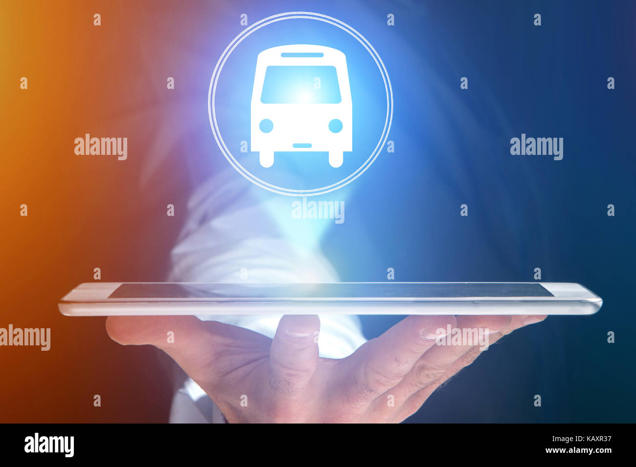 Bus icon over a device Stock Photo - Alamy