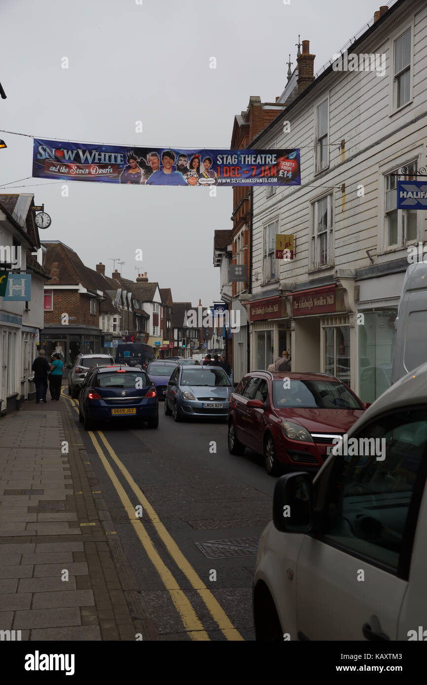 Traffic in the high street in Sevenoaks Kent Stock Photo Alamy