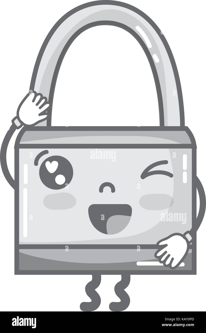 grayscale kawaii cute funny padlock security Stock Vector Image & Art
