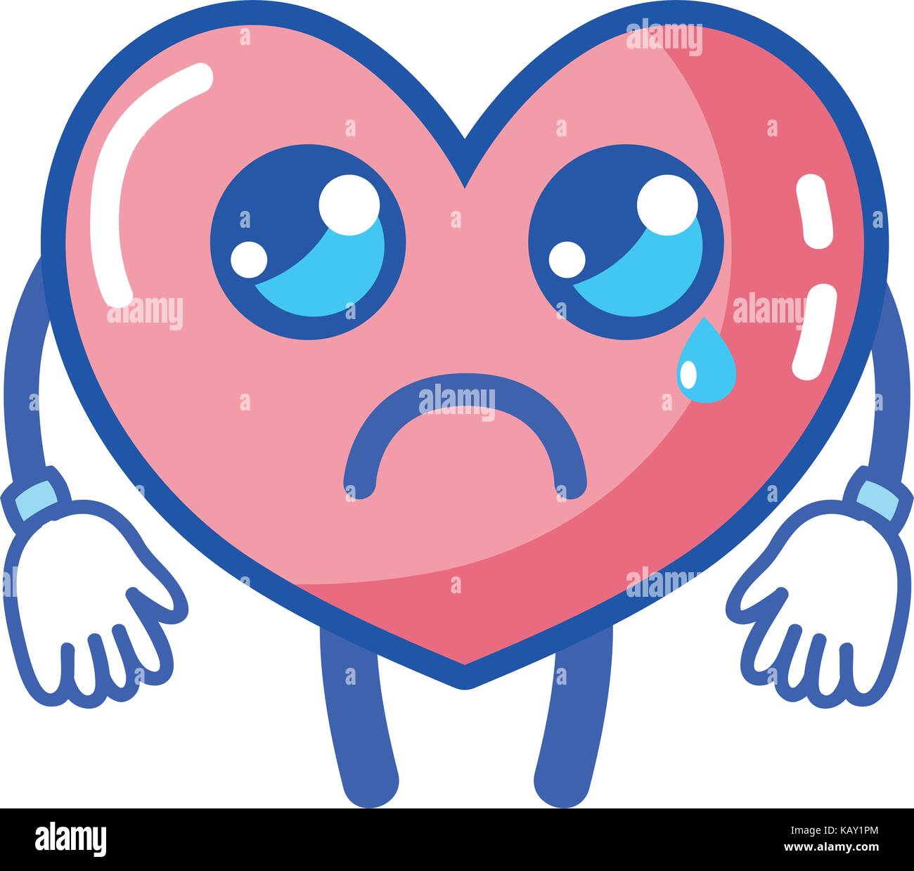 kawaii cute crying heart with arms and legs Stock Vector Image & Art ...