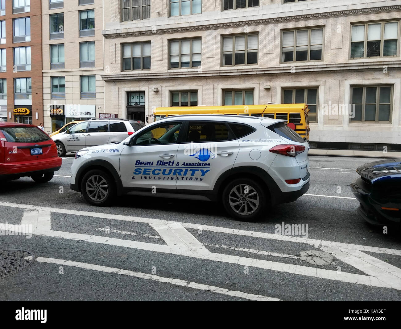 A vehicle from former NYPD detective and now private investigator Bo Dietl's fleet of cars for his private investigation business parked in Chelsea in New York on Tuesday, September 19, 2017. Dietl is running as an independent for mayor with his campaign addressing the issues of crime and homelessness.(© Richard B. Levine) Stock Photo