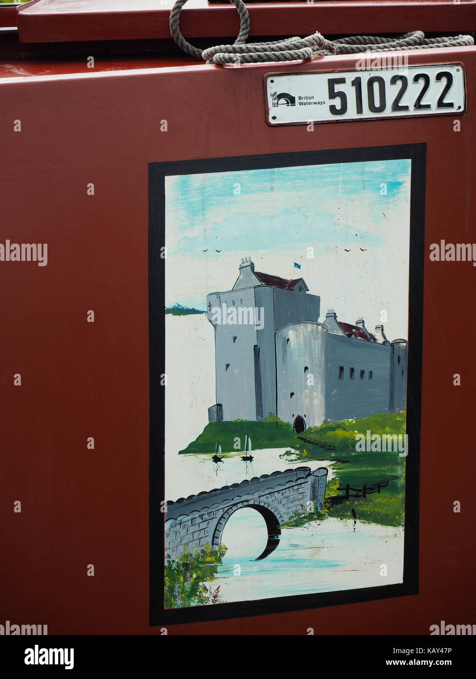 Large painting of castle on side of butty Anne Stock Photo