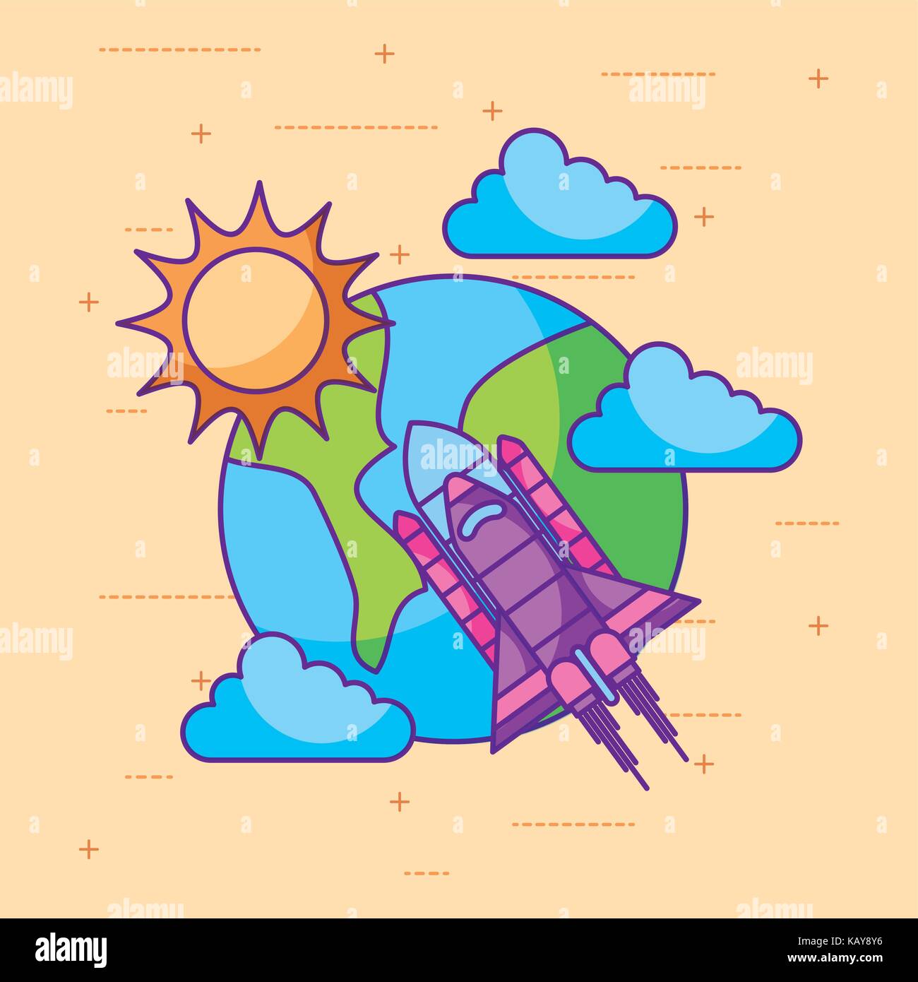 planet earth rocket sun cloud space universe Stock Vector Image & Art ...