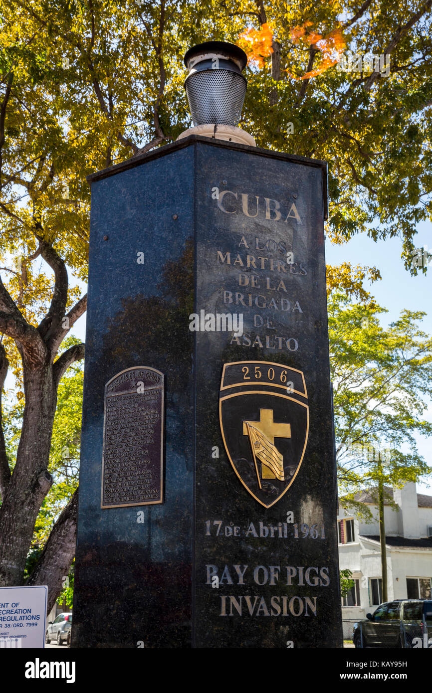 Miami, Florida.  Memorial to the Martyrs of the Bay of Pigs Invasion, Little Havana. Stock Photo