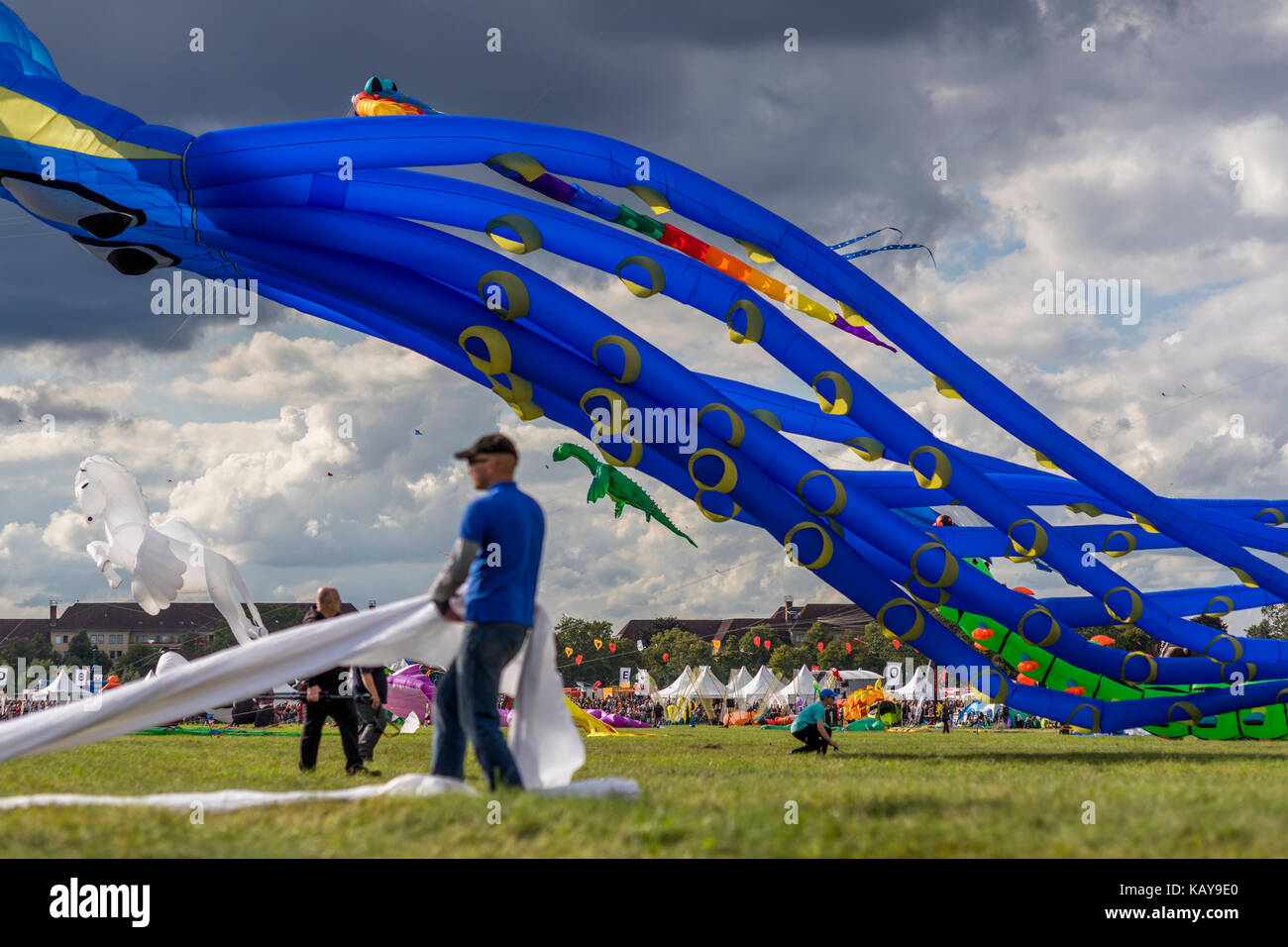 Kite festival at Tempelhofer Feld in Berlin, Germany 2017 Stock Photo