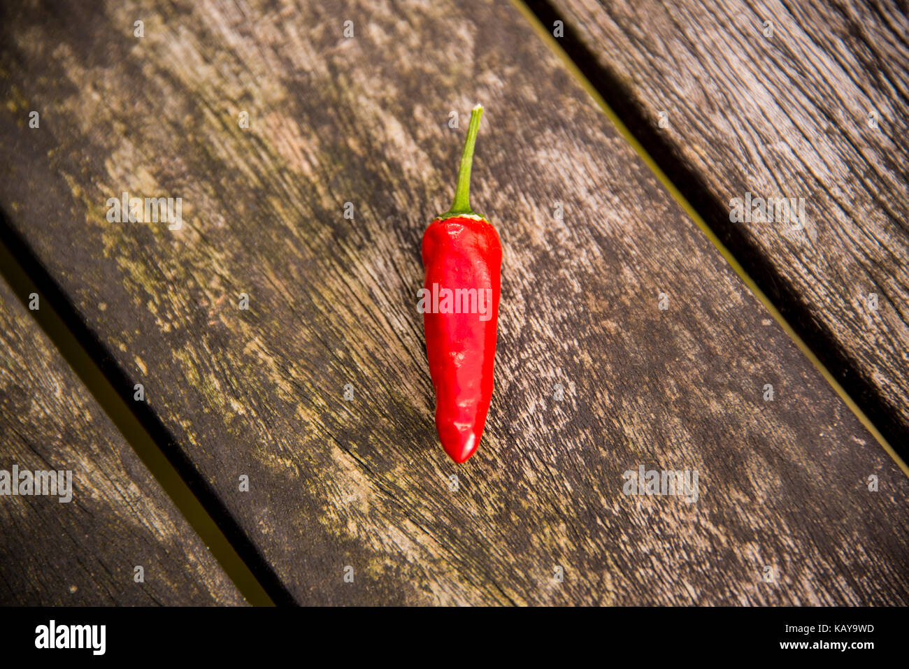 Red Chilli Pepper on a Wooden Background Stock Photo - Alamy