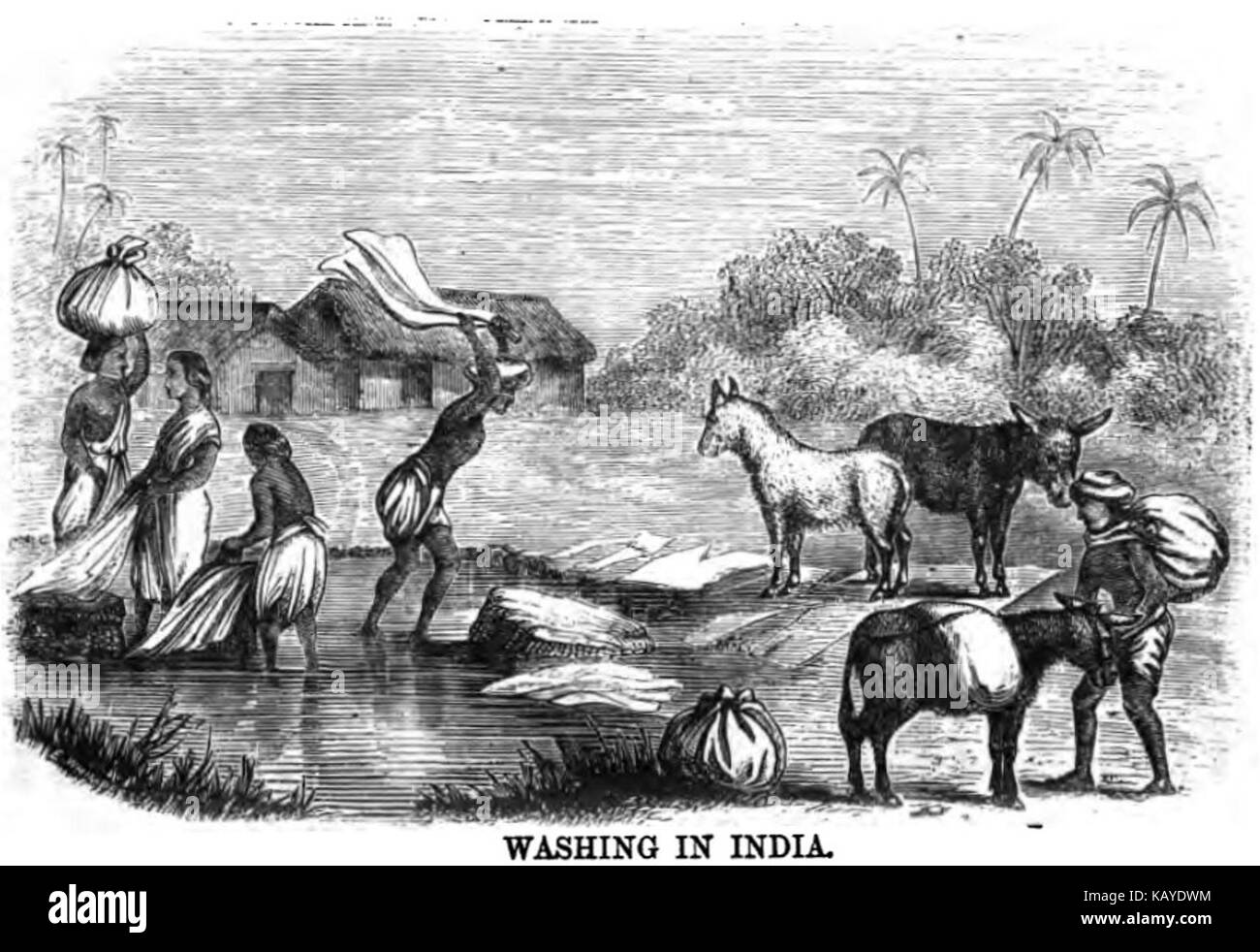 Washing in India (p.40, RGH, 1866, XXIII)   Copy Stock Photo