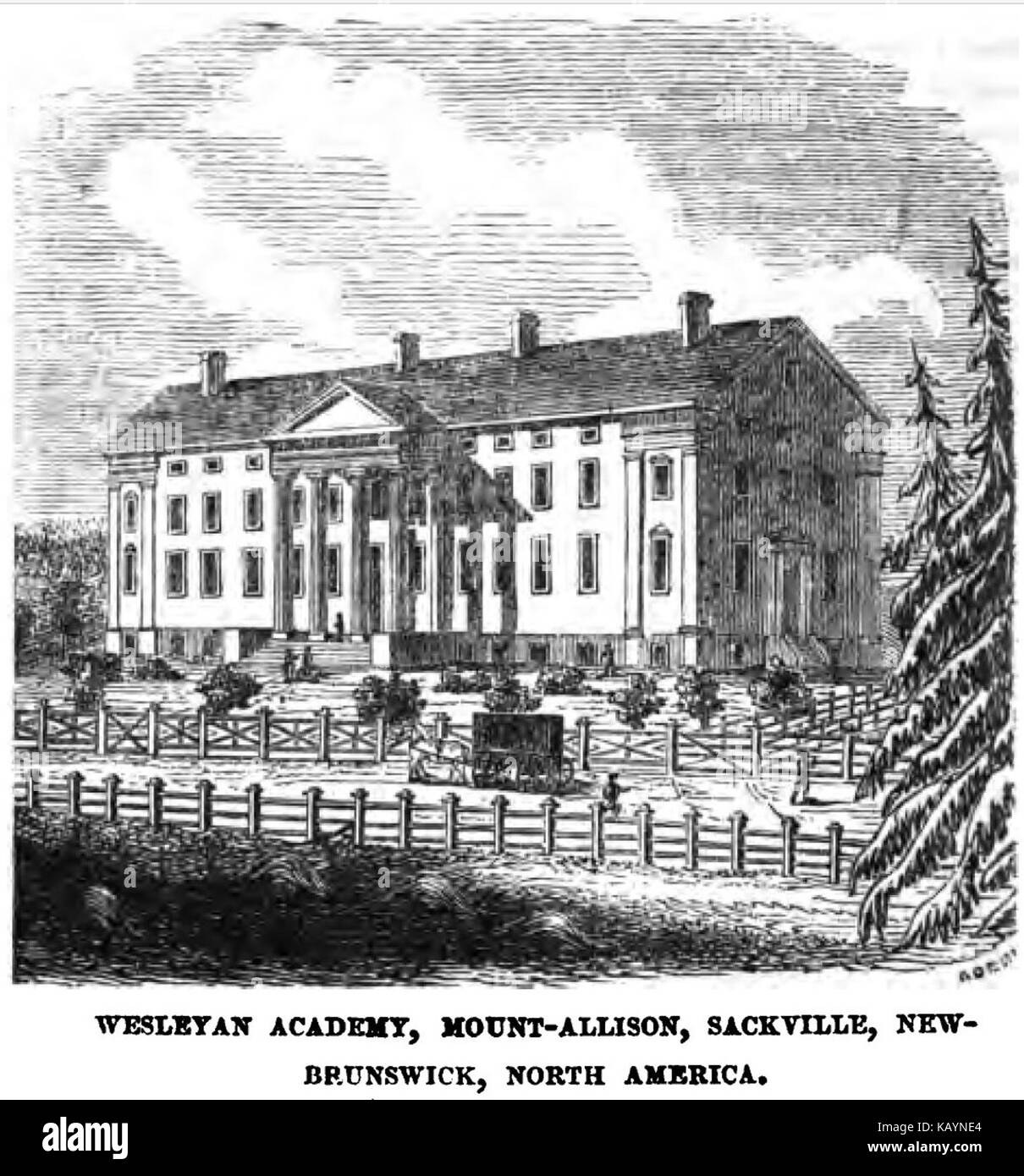 Wesleyan Academy, Mount Allison, Sackville, New Brunswick, North America (October 1852, p.120, IX)   Copy Stock Photo