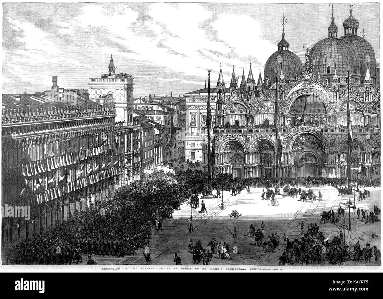 The Illustrated London News 1866   Truppe italiane in piazza San Marco 19 ottobre Stock Photo