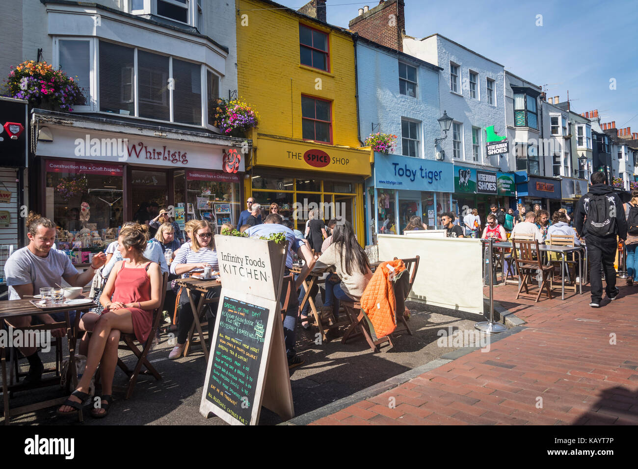 Cafes and restaurants, North Lane, The Lanes, Brighton, England, UK Stock Photo