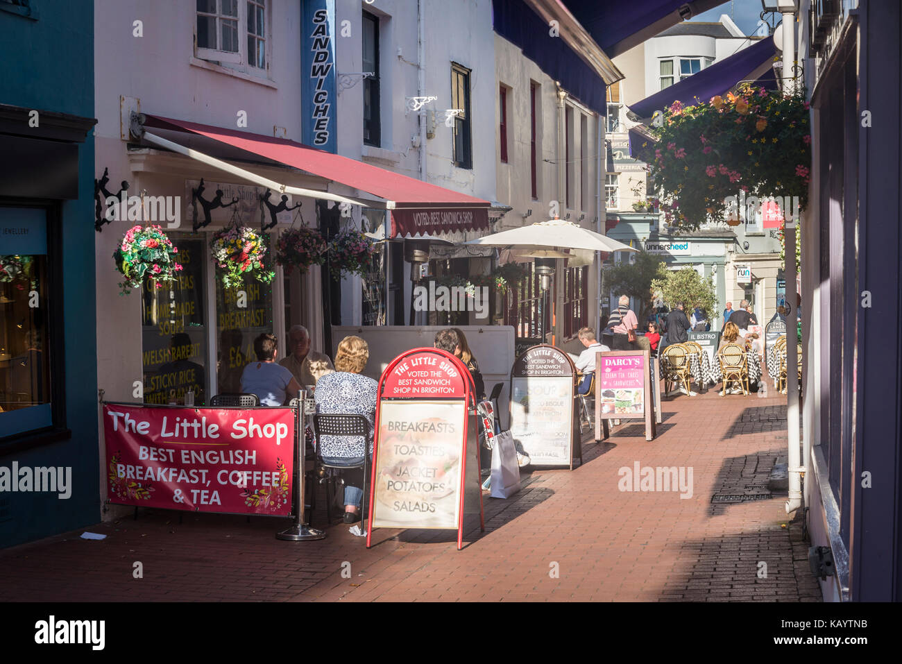 Cafes and restaurants, The Lanes, Brighton, England, UK Stock Photo
