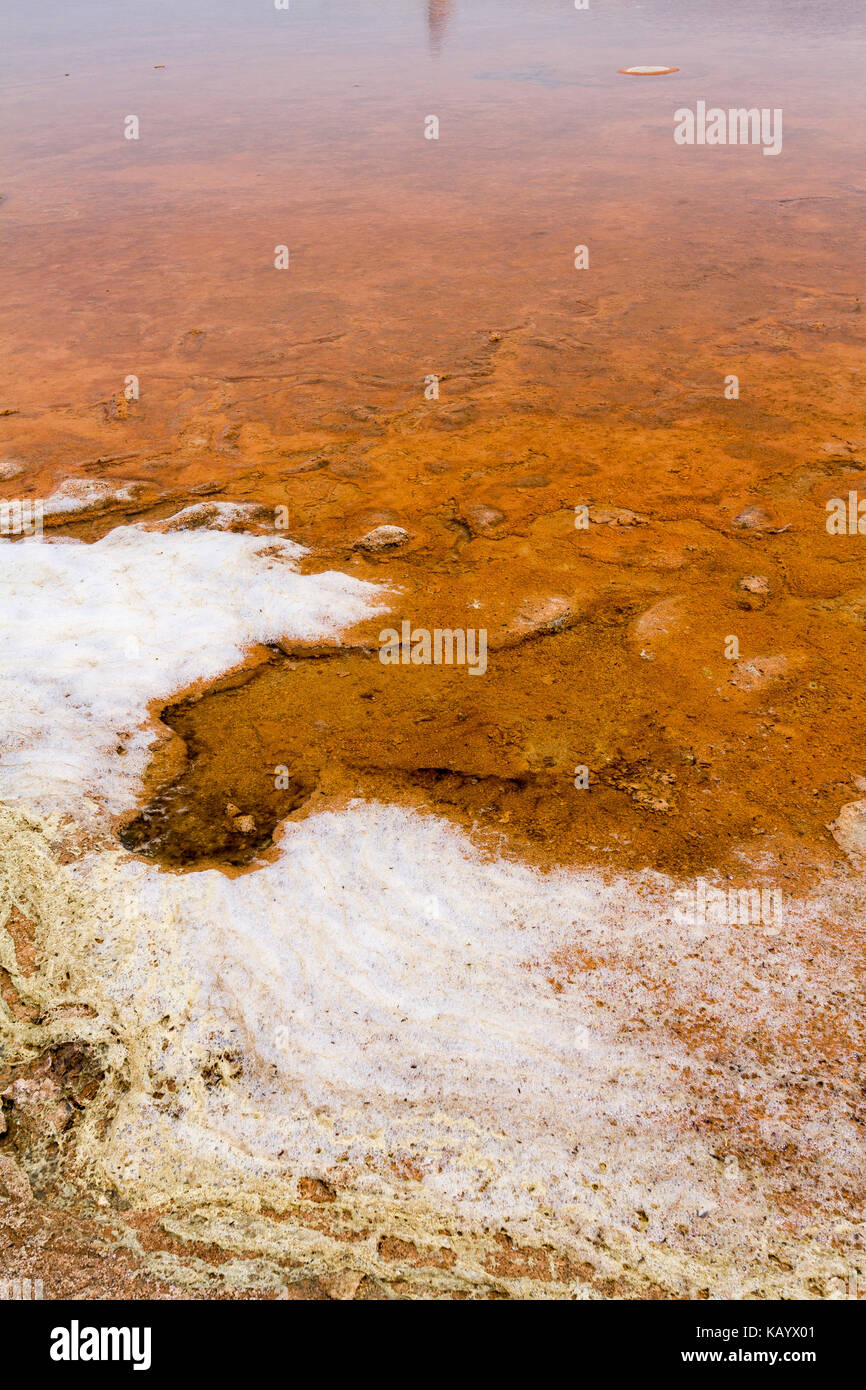 Detail of a salt flat, with visible water and earth. This abstract detail is taken in the historical salt flats of Trapani, sicilian city famous for t Stock Photo