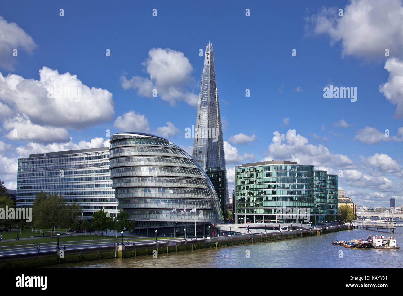 Great Britain, London, bank of River Thames, architecture, city sound, city hall, skyscraper, The Shard, Stock Photo