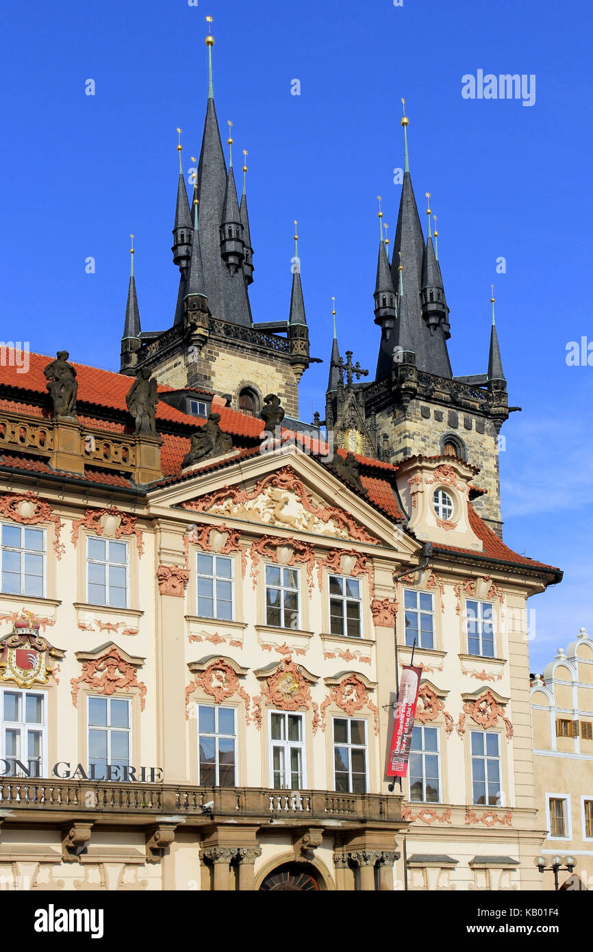 Czech Republic, Prague, palace of Goltz-Kinsky in the old town ring, Stock Photo