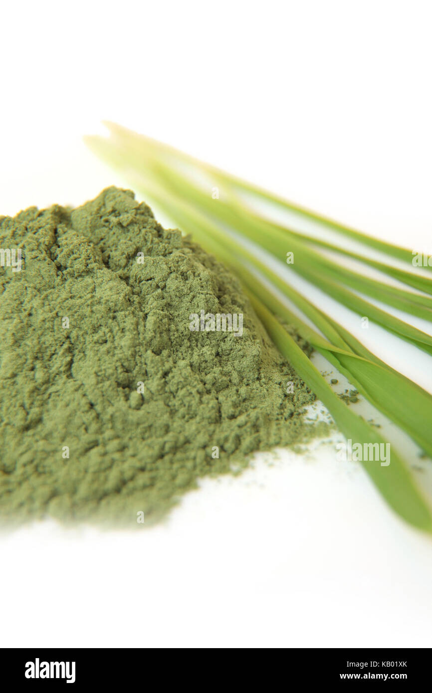 Food supplement, barley grass Stock Photo Alamy