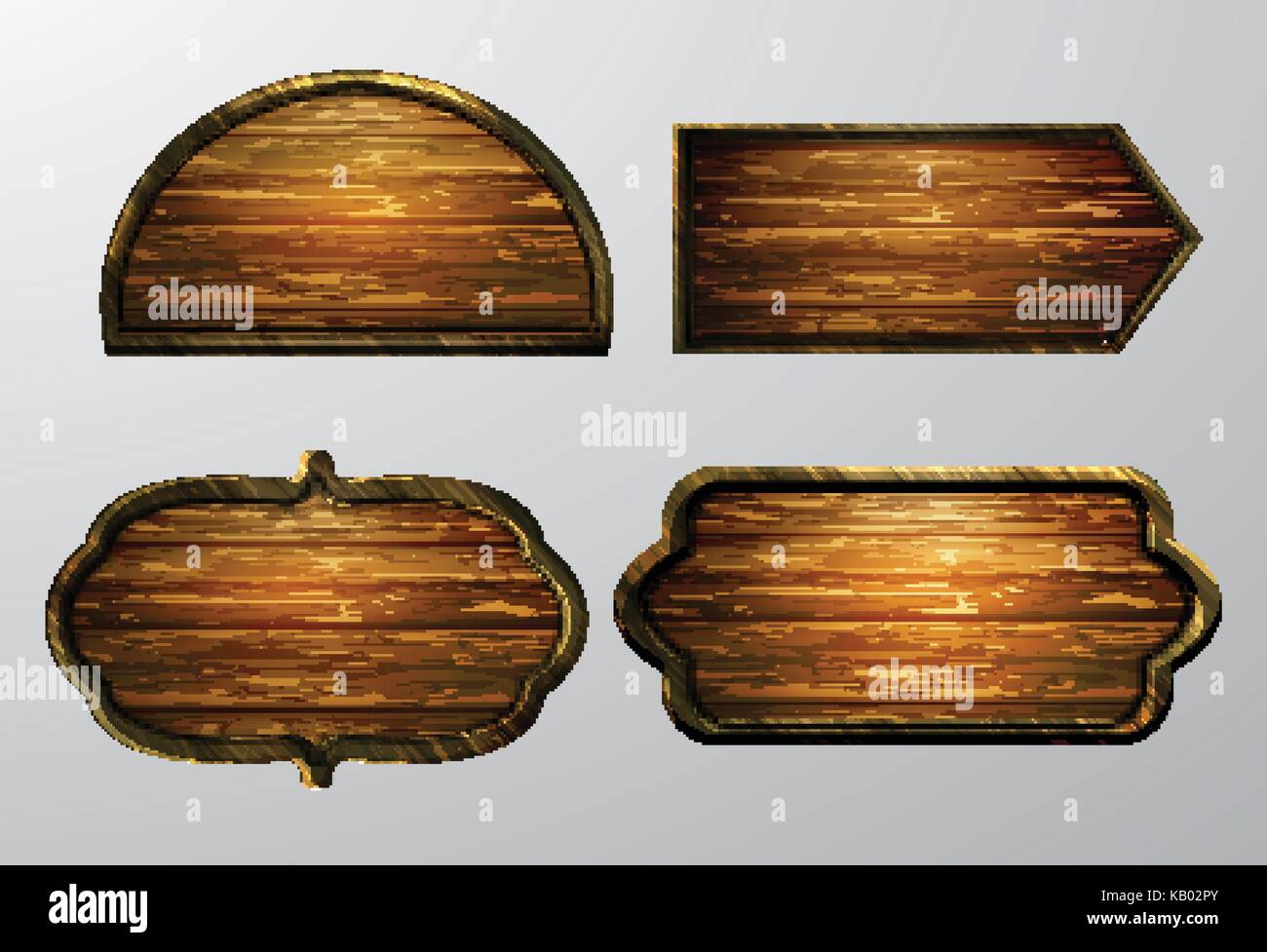 Wooden signs, vector icon set Stock Vector Image & Art - Alamy