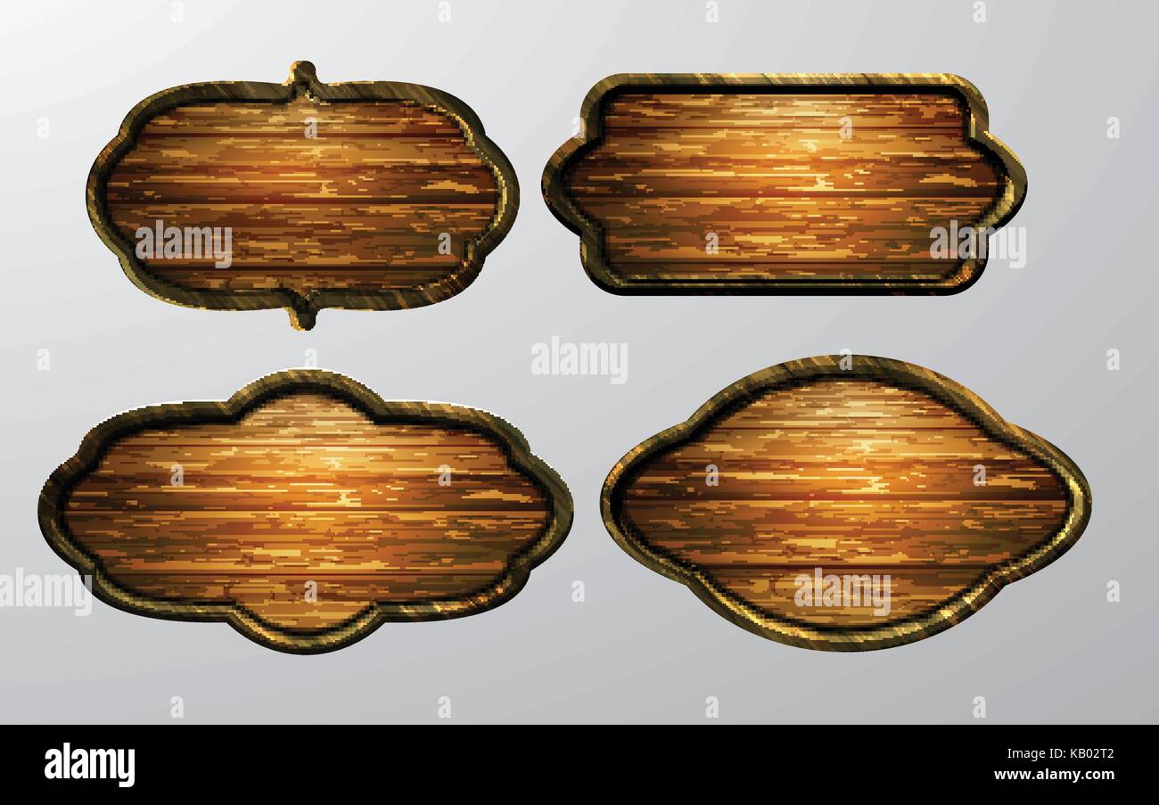 Wooden signs, vector icon set Stock Vector Image & Art - Alamy