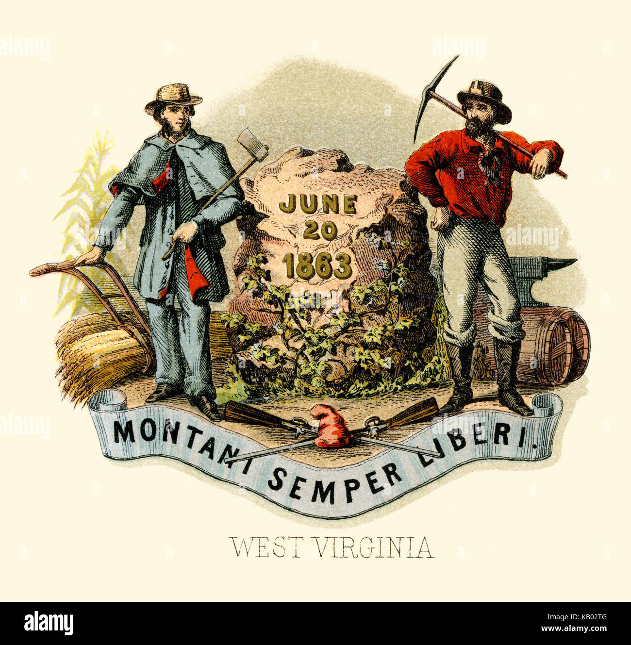 West Virginia State Coat Of Arms illustrated 1876 Stock Photo Alamy west-virginia-state-coat-of-arms-illustrated-1876-stock-photo-alamy