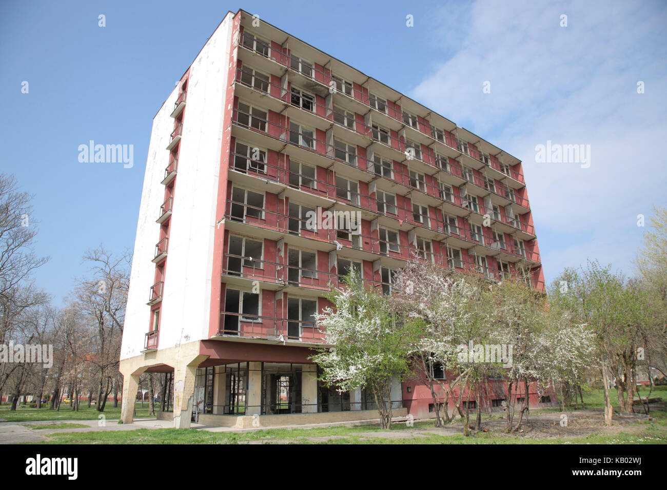 Empty block of flats in Komarno in Slovakia, Stock Photo
