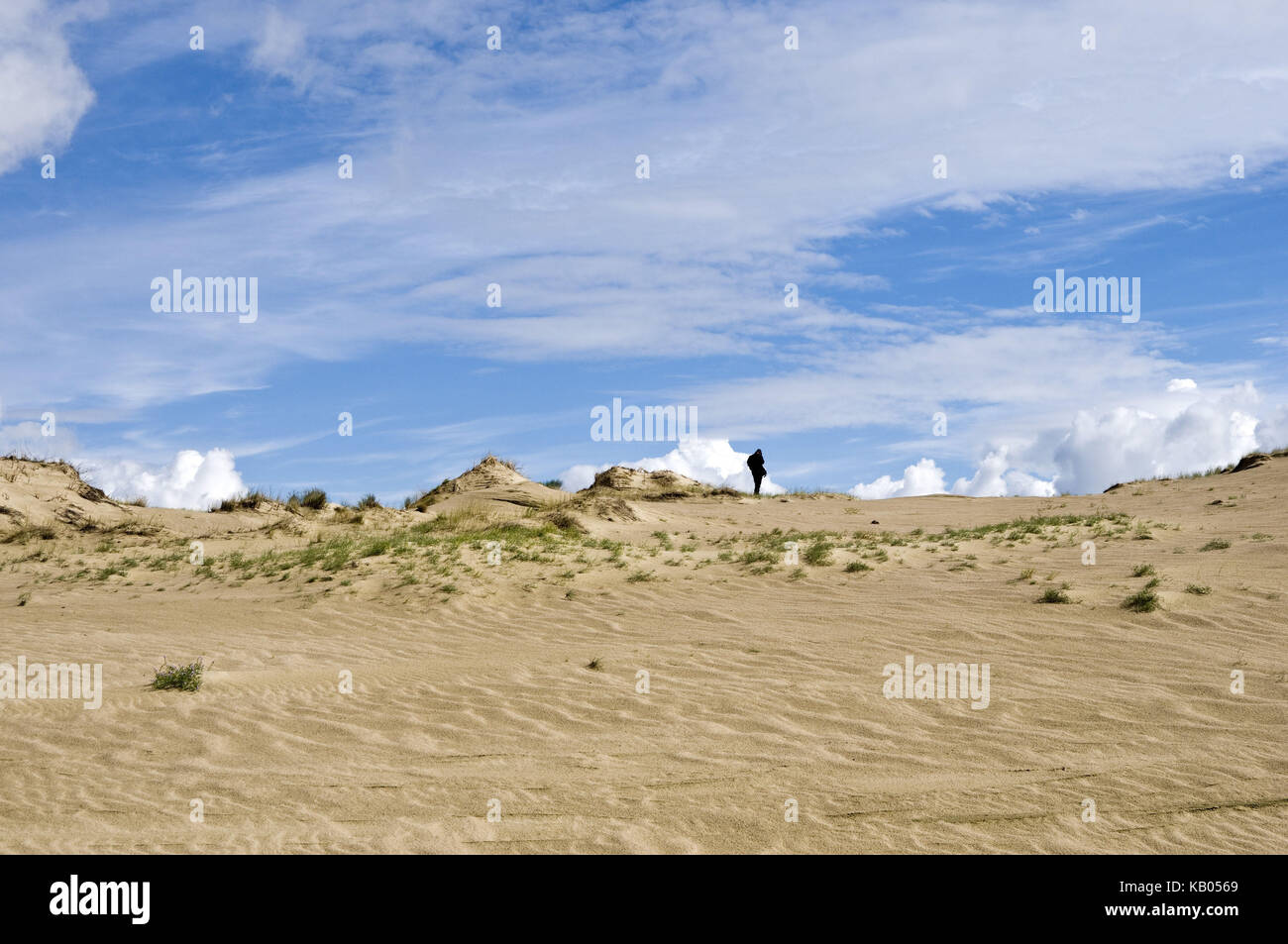 Lithuania, Nida, Sand dunes with grass, sky, clouds, Stock Photo